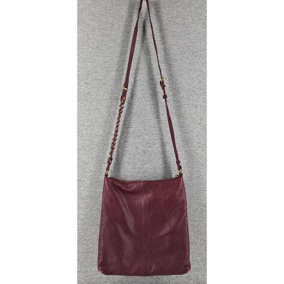 ELLIOTT LUCCA WOMEN'S GWEN BURGANDY PEBBLED LEATHER SHOULDER CROSSBODY BAG - Picture 15 of 15